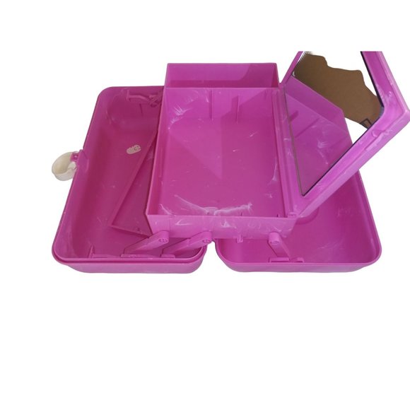 Caboodle Pink Marbled Makeup Case with Mirror Travel Case - Picture 12 of 13